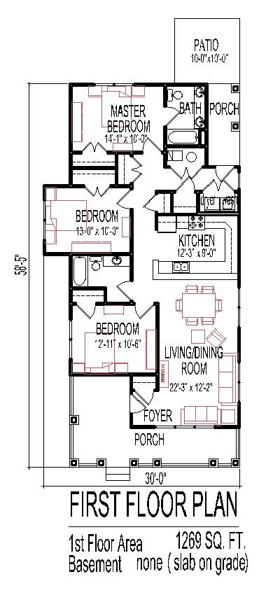 We supply custom designed house plans throughout new zealand. Small 3 Bedroom House Floor Plans Design Slab On Grade Easy Home Drawing