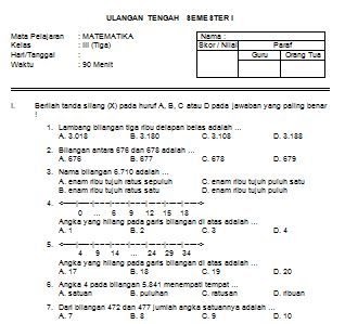 Download Soal Matematika Kelas 6 Semester 1 K13 Guru Paud