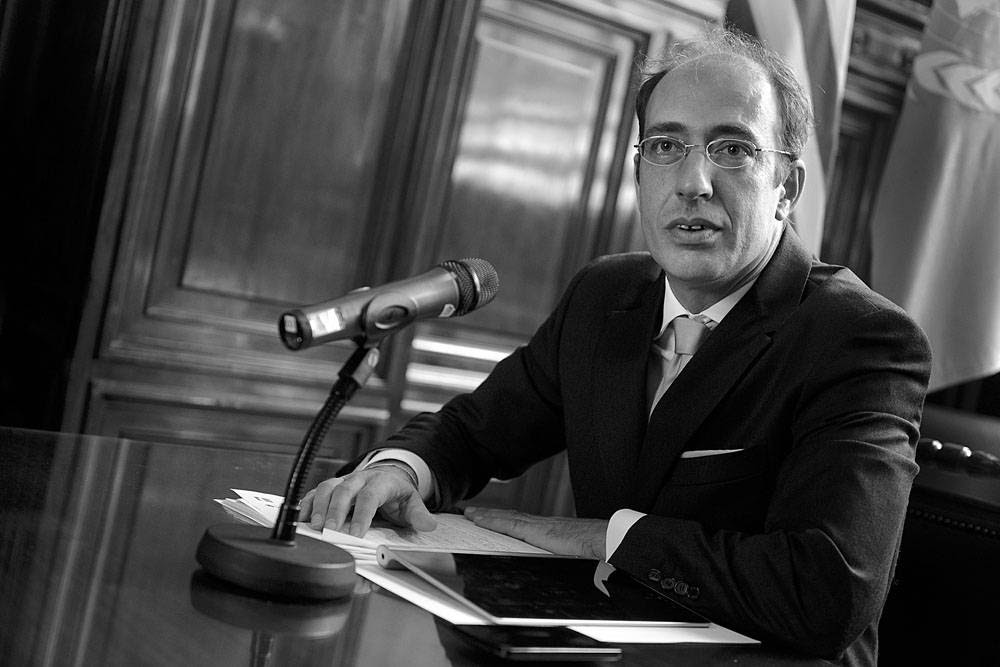 Fabio María Galiani, abogado de Uruguay en el juicio en Italia por la Operación Cóndor, durante la “Cátedra magisterial sobre el seguimiento del Plan Cóndor”, ayer, en el Palacio Legislativo. Foto: Santiago Mazzarovich