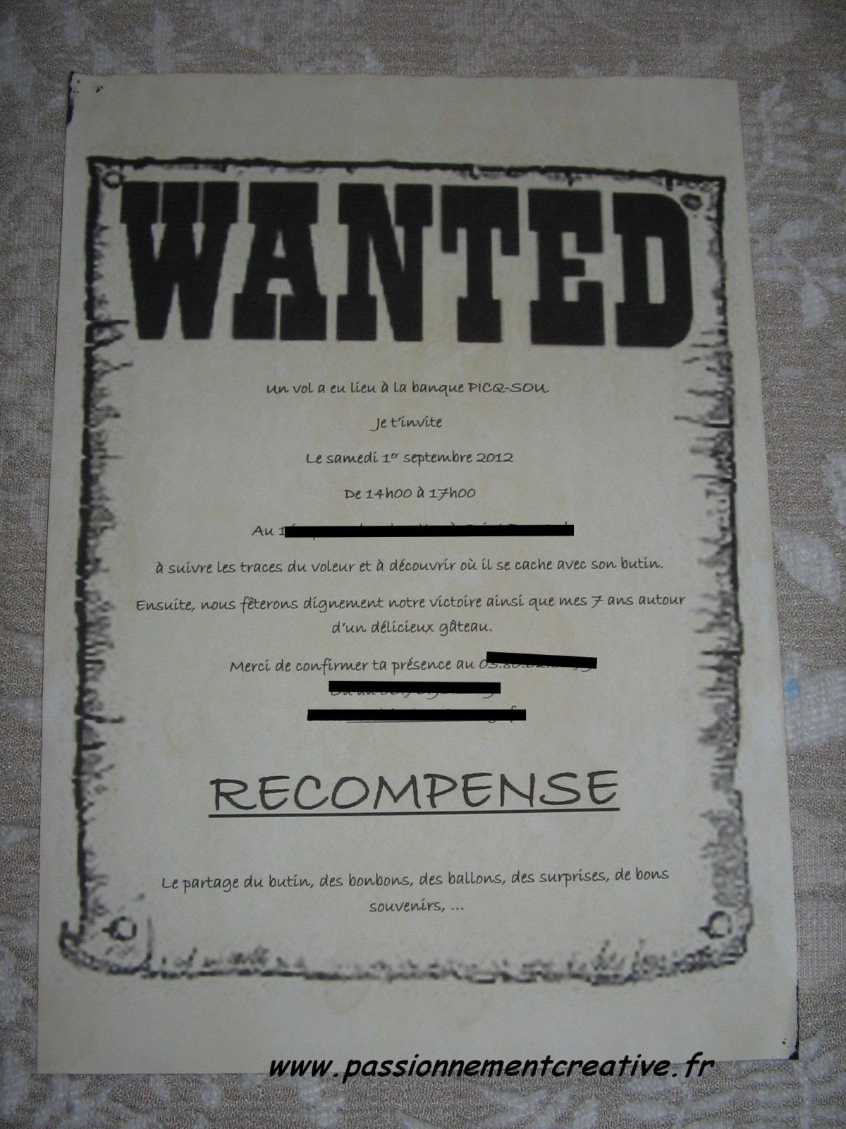 Carte D Invitation Anniversaire Wanted Coleteremelly Official