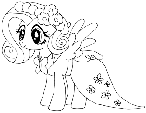Twilight sparkle coloring page to color, print or download. My Little Pony Fluttershy Coloring Page Free Printable Coloring Pages