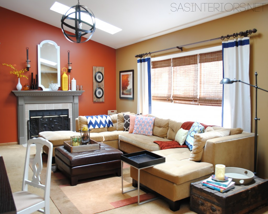 The season is visually dazzling outdoors and burnt orange paint allows you to bring a similar effect into the home, without the accompanying chill. Living Room Makeover Black Bold Budget Jenna Burger Design Llc