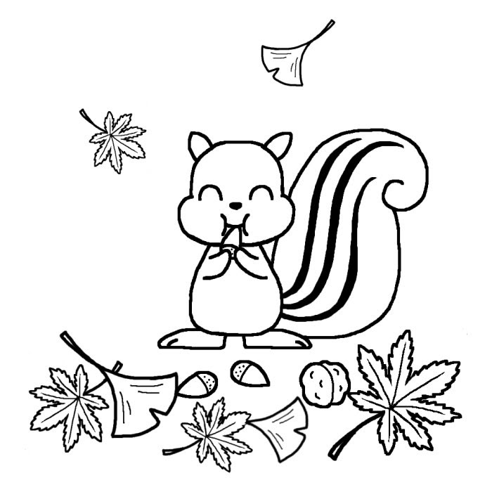 かわいい動物画像 ぜいたくリス イラスト 白黒