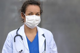 Health care provider with mask