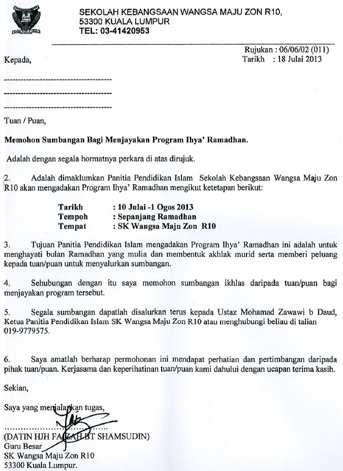 Contoh Surat Rasmi Bantuan Kewangan - 15 - Gontoh