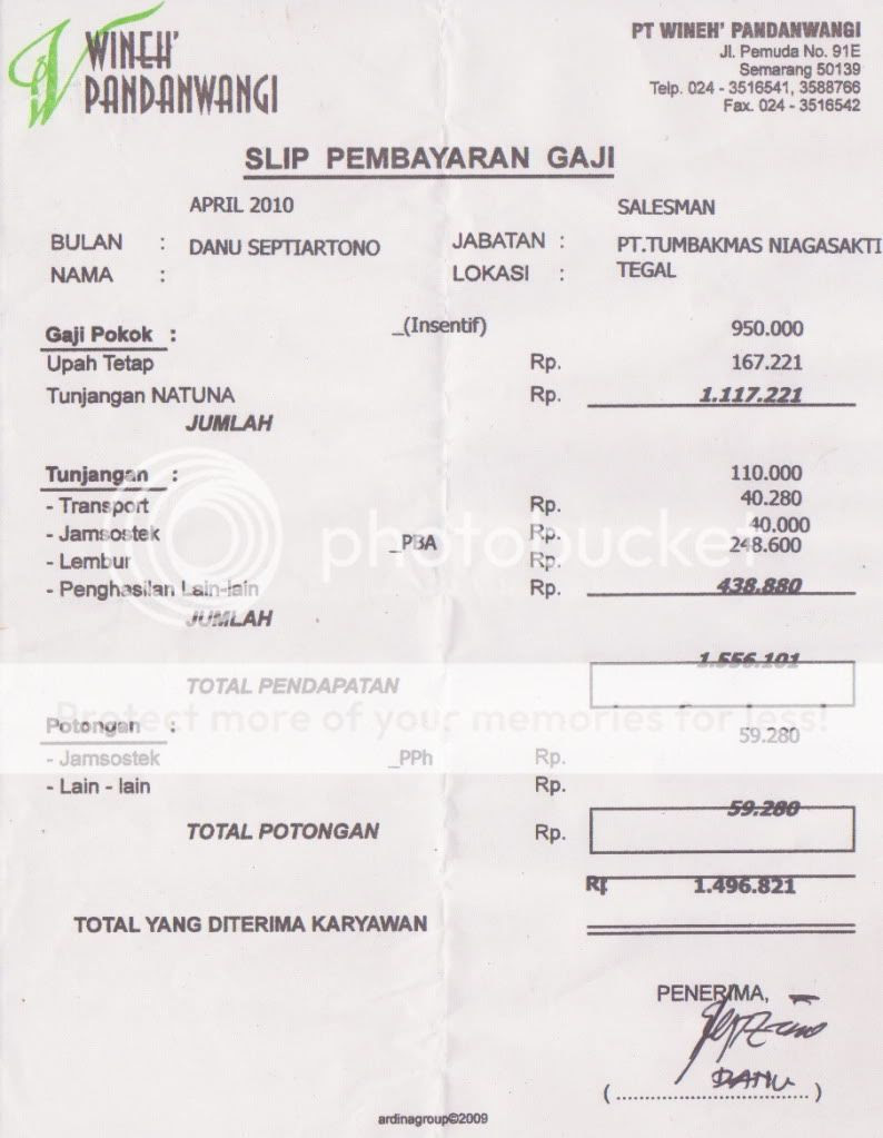 Contoh Slip Gaji It - Fontoh