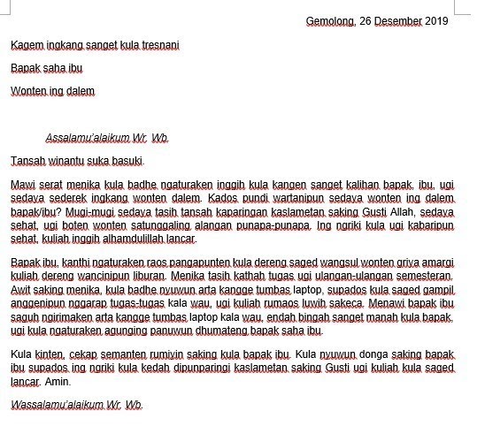 Contoh Surat Layang Pribadi Bahasa Jawa Nusagates