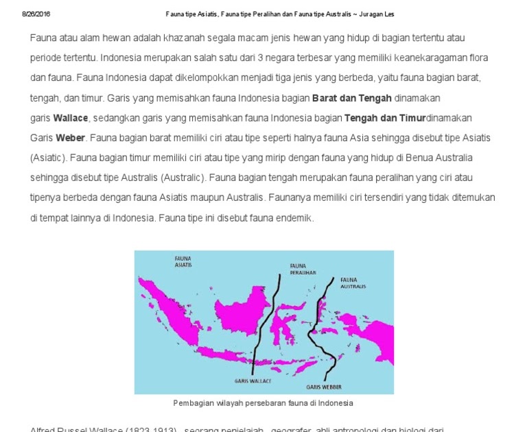  Fauna Indonesia Bagian Barat Disebut Dengan Tipe  