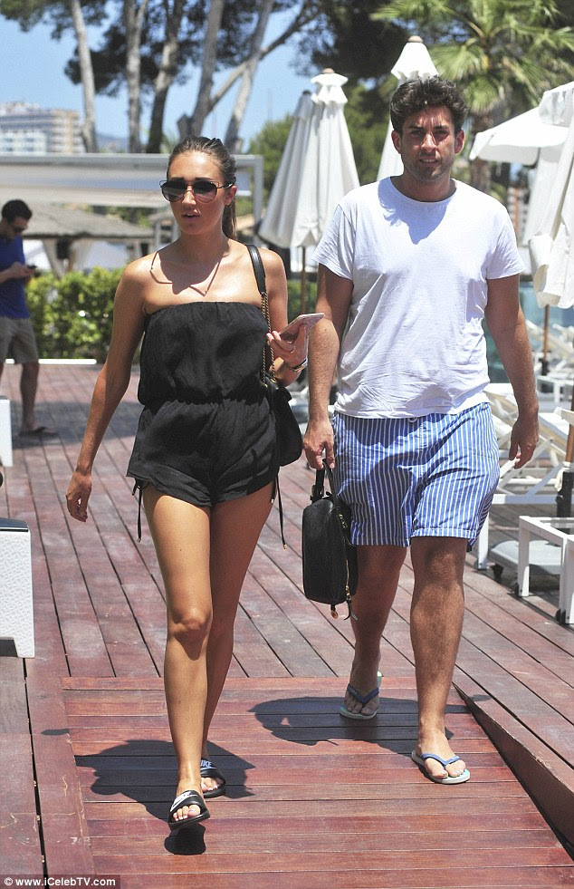 Megan McKenna sizzles in sequinned bikini as she enlists the help of TOWIE co-star James 'Arg' Argent to get the party started at club opening in Magaluf