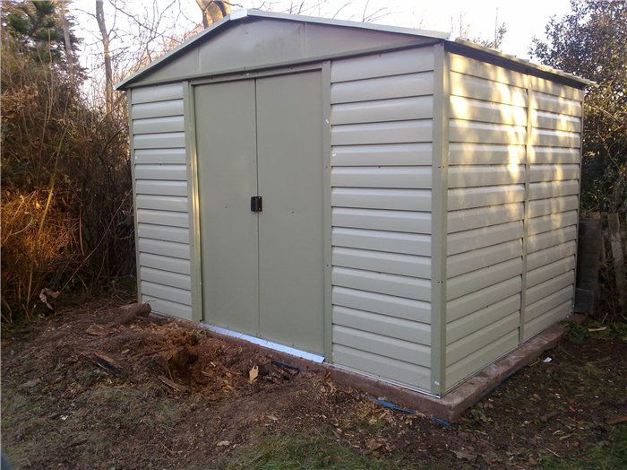 yardmaster 10 x 8 ft metal woodgrain shiplap shed for sale