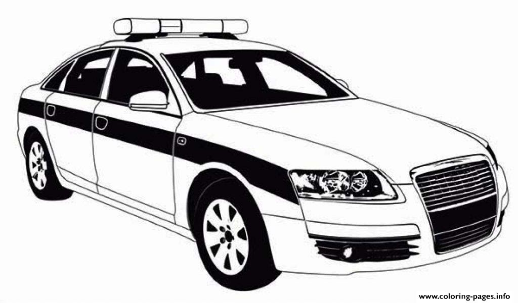 police car patrol on the road coloring pages printable