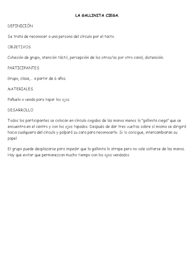 Instructivo De Un Juego La Gallinita Ciega : Juego De La ...