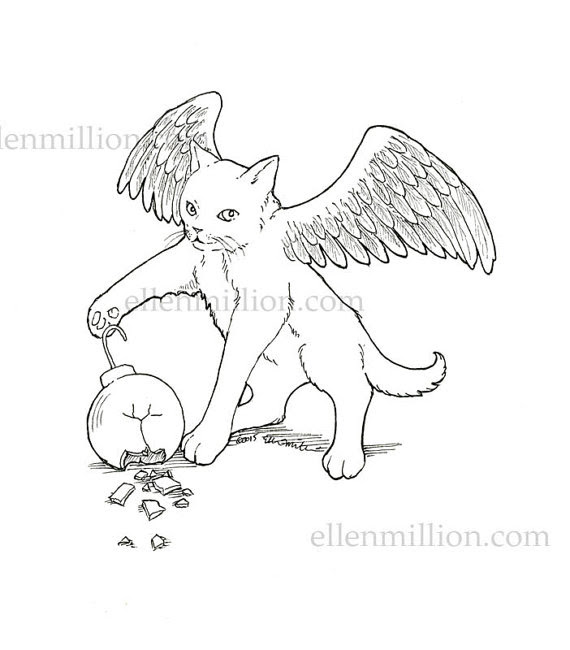 This picture is an anime version of the warrior cats. Angel Cat Coloring Pages At Getdrawings Free Download