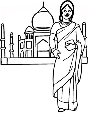 Oi oi lindinhos e lindinhas! Desenho De Mulher Indiana E Taj Mahal Para Colorir Desenhos Para Colorir E Imprimir Gratis