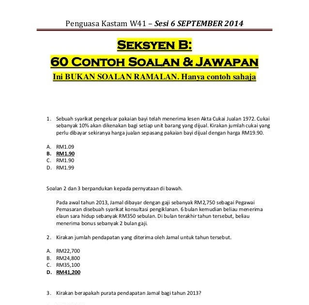 Contoh Soalan Exam Perkhidmatan Awam - Selangor h