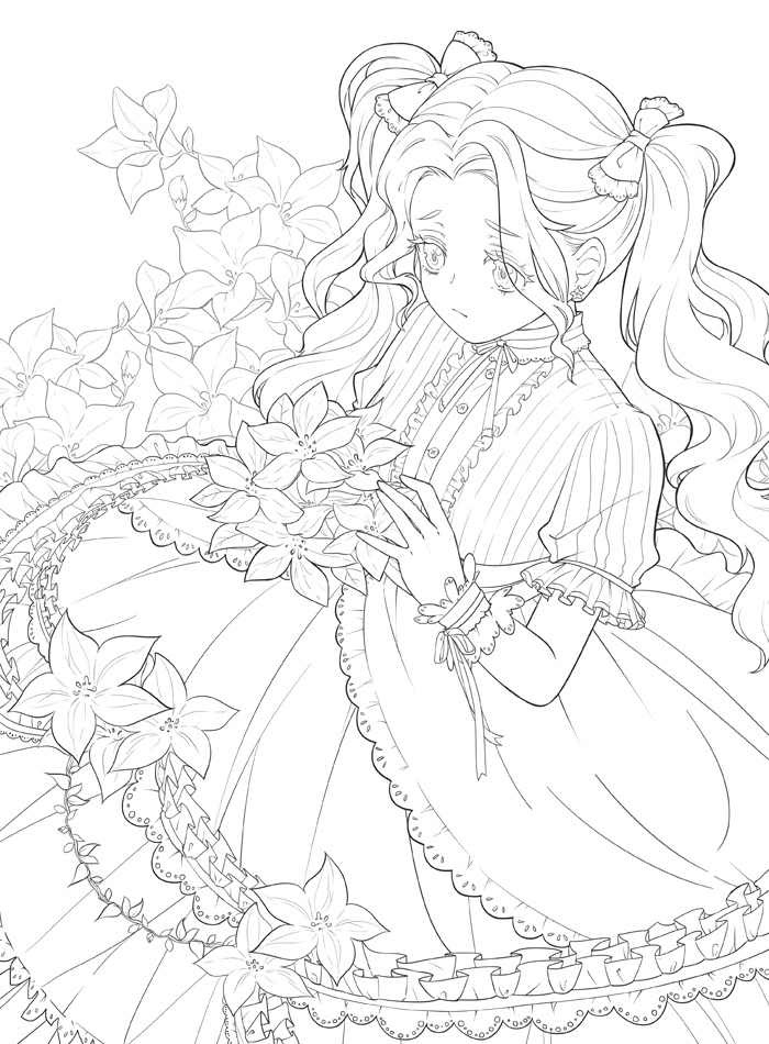 綺麗なアニメ 塗り絵 可愛い 女の子 無料イラスト集