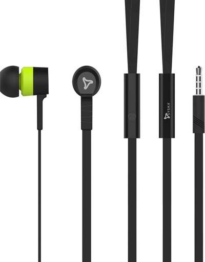 SYSKA H-007 Ear Phone In Ear Wired Earphones With Mic Black Green Headphone