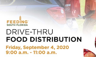 Drive-Thru Food Distribution Friday, September 4, 2020, 9 am - 11 am