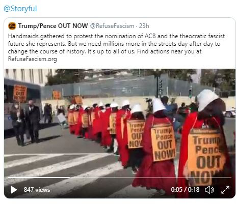 Handmaids marching to Supreme Court