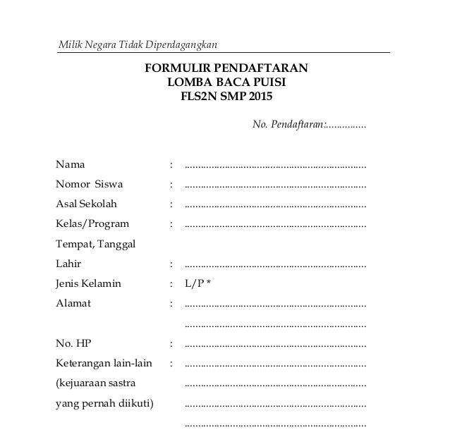 Contoh Formulir Pendaftaran Lomba Menyanyi Dalam Bahasa 