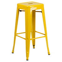 30" high backless metal indoor or outdoor barstool with square seat