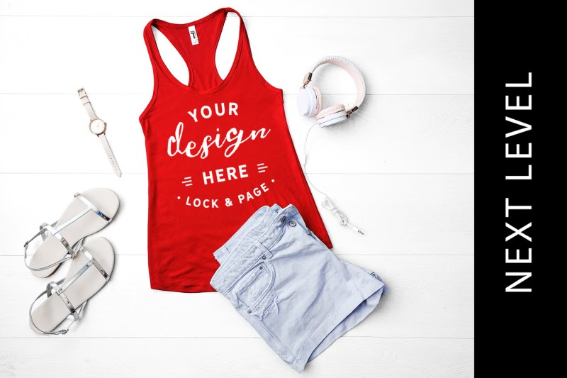 Download Free Red Next Level 1553 Tank Top Mockup Cute Muscle Top ...
