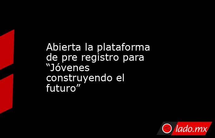 Asimismo, el sistema te proporcionará un usuario y una contraseña para que puedas completar tu registro. Abierta La Plataforma De Pre Registro Para Jovenes Construyendo El Futuro Lado Mx