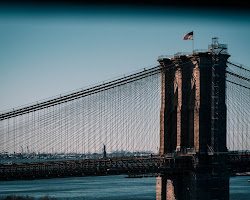Brooklyn Bridge view of Statue of Liberty, New York City