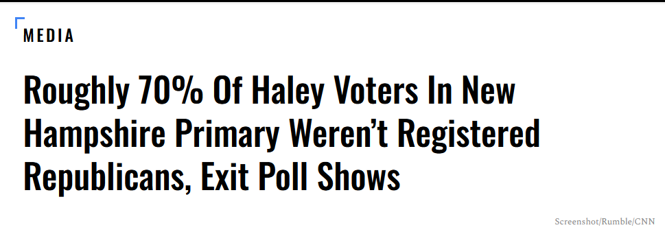 Headline saying it was not Republicans who voted for Haley.