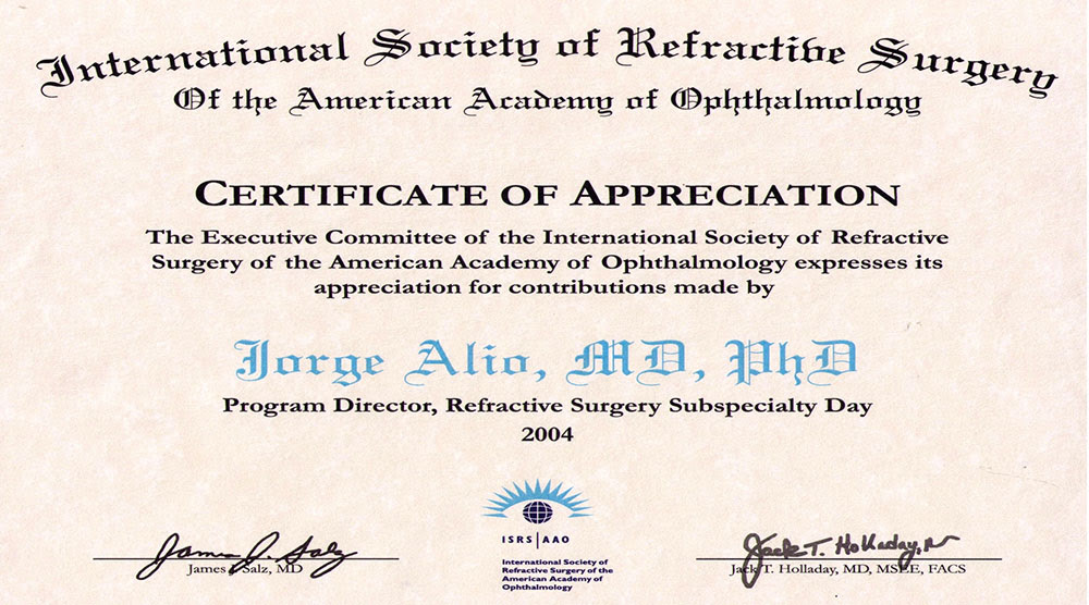 When the certificate is checked, the qr code is scanned and the. International Society Of Refractibe Surgery Of American Academy Of Ophthalmology Certificate Of Appreciation 2004 Doctor Jorge Alio