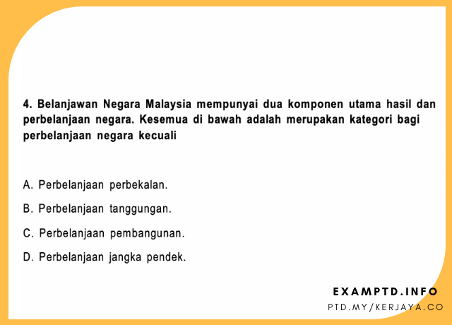 Contoh Soalan Peperiksaan Pengetahuan Am Mengenai Malaysia 