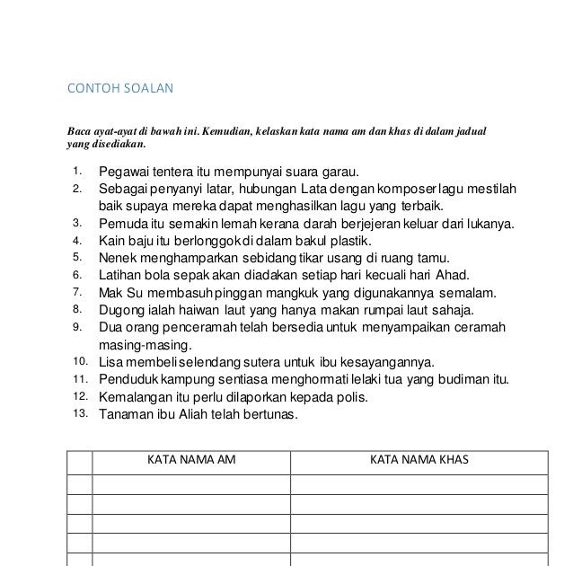 Soalan Kata Nama Am Tingkatan 1 - Resepi Ayam k