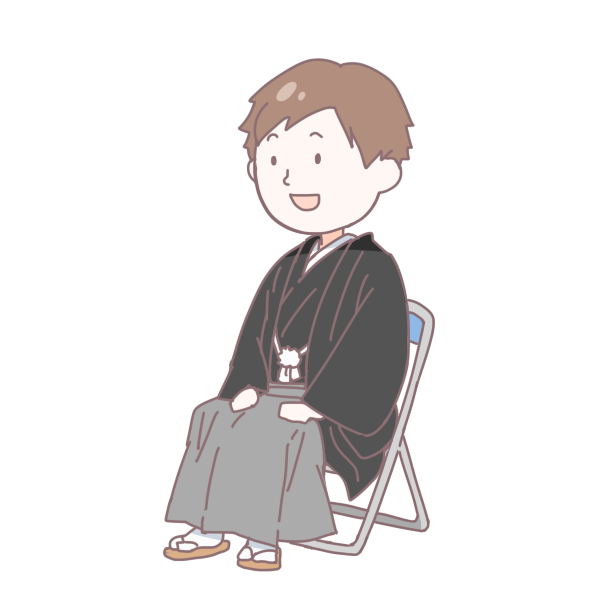 無料イラスト画像 ベスト袴 座る イラスト 男