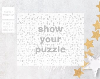 110 pieces Puzzle Mockup / PSD Smart Object / Nordic Styled Mock-Up / Kids Product Mockup ...