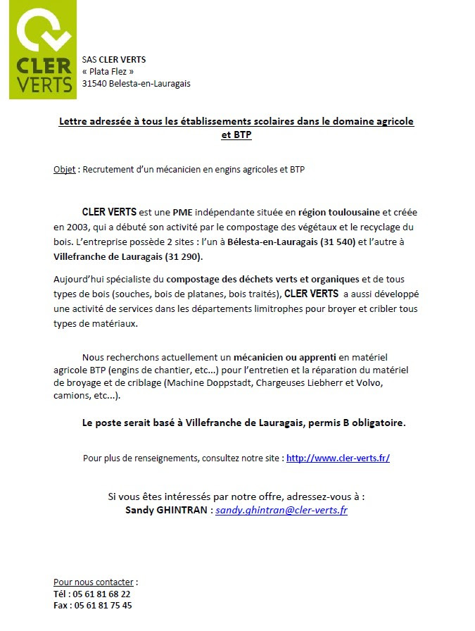 lettre de motivation agricole