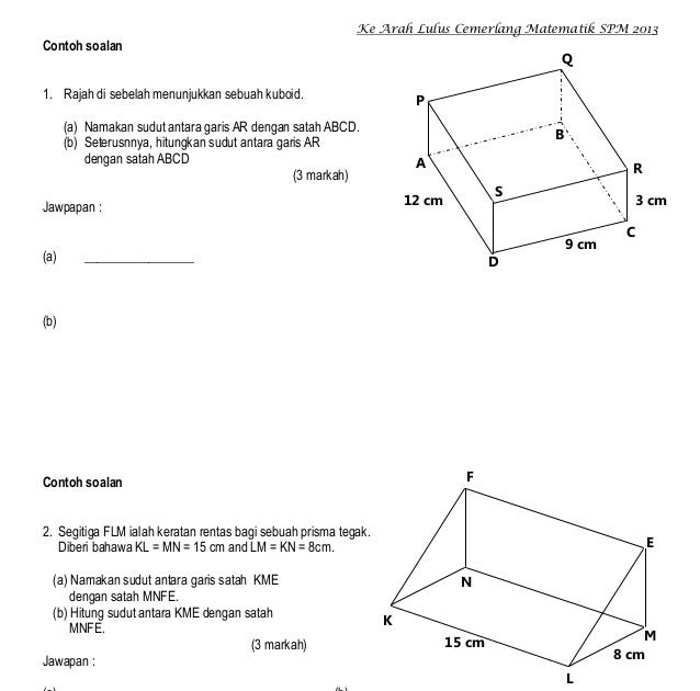 Contoh Soalan Isipadu - Persoalan p