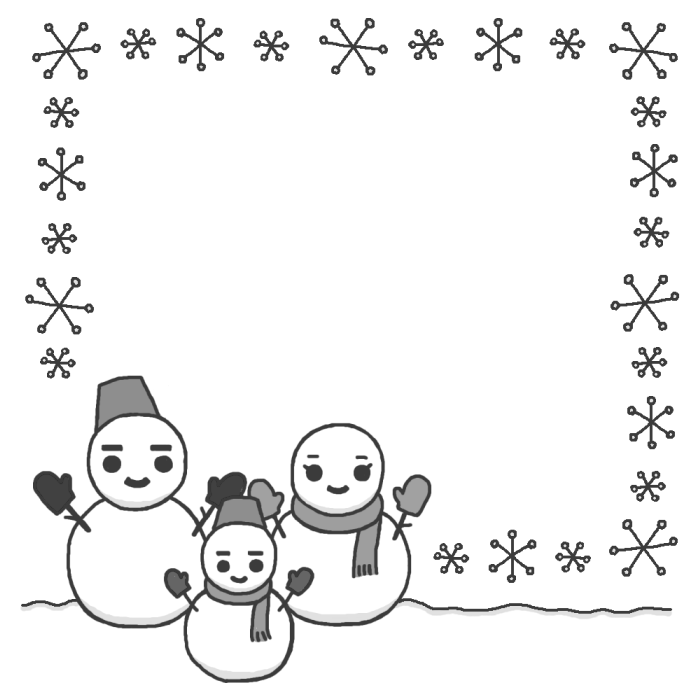 これまでで最高の冬 イラスト 枠 白黒 最高の動物画像