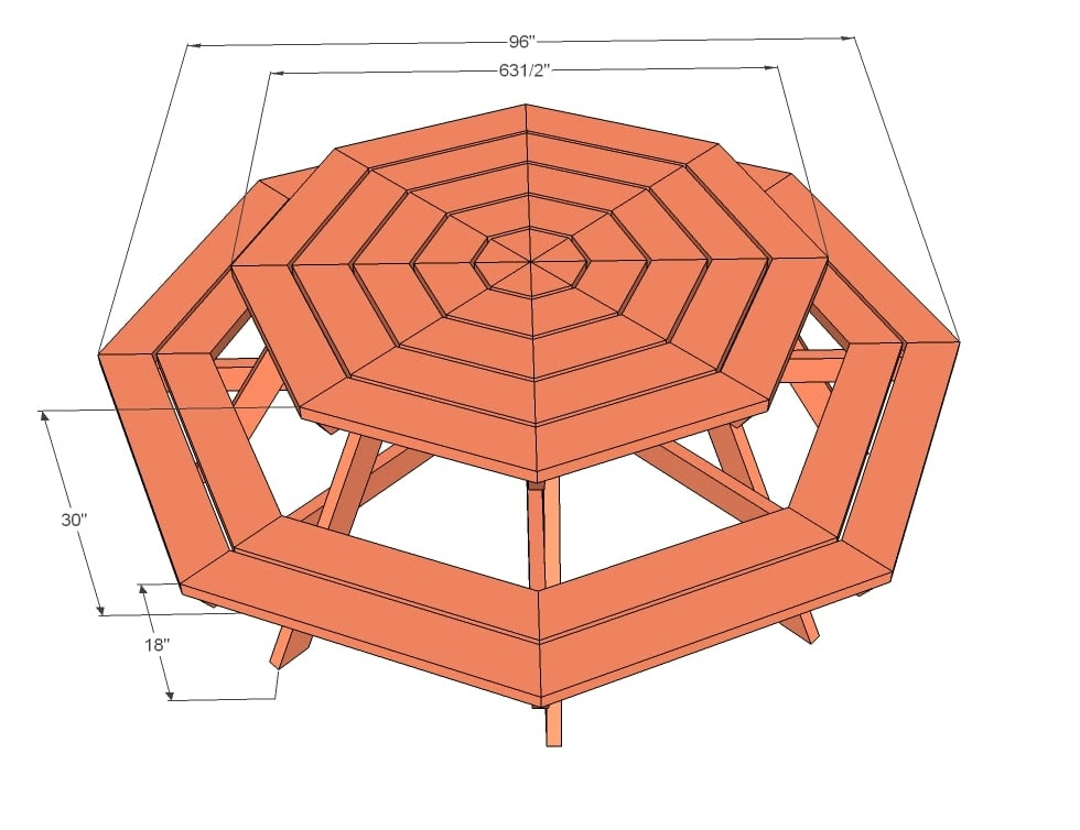 GuF: Hexagon picnic table plans with umbrella