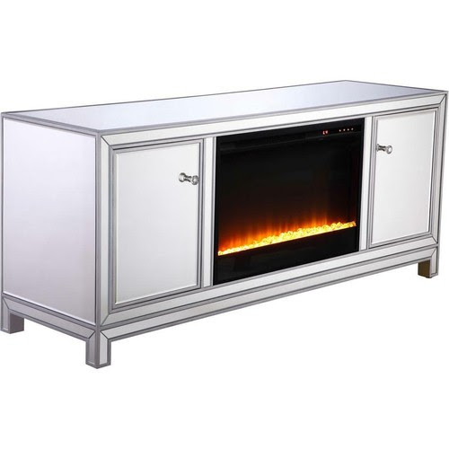 Get 5% in rewards with club o! Mirrored Tv Stand With Crystal Fireplace Insert Combo Cabinet Antique Silver 60 Tv Stands Entertainment Units Home Garden
