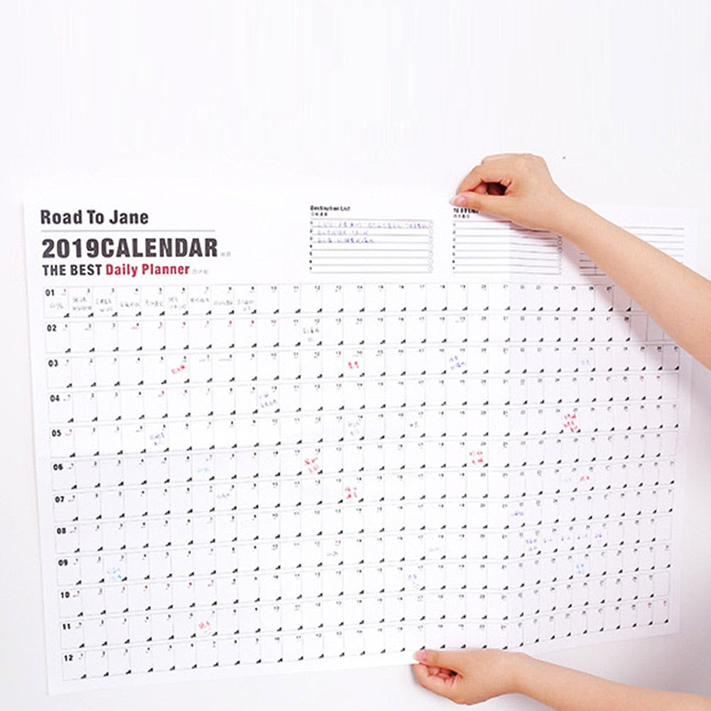 • monthly planning & note pages. 2019 Wall Poster Daily Planner Yearly English Chinese Decor Notes Offi Dukakeen