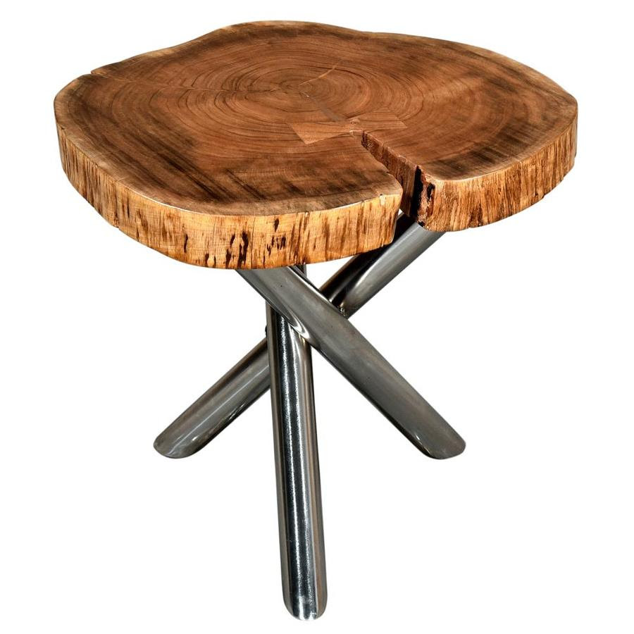 Worldwide Homefurnishings Natural Wood Round End Table In The End Tables Department At Lowes Com