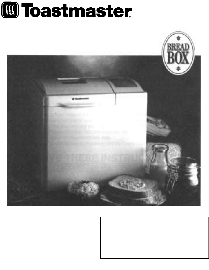 Toastmaster Bread And Butter Maker Recipe Book
