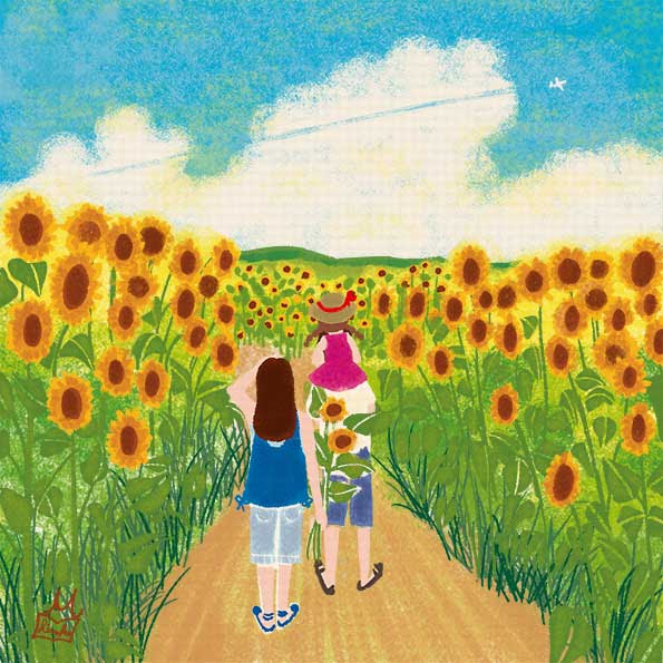 Japan Image ひまわり畑 イラスト