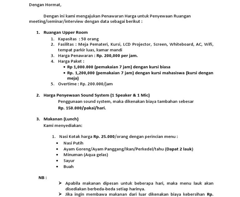Contoh Surat Penawaran Catering / Contoh Proposal ...
