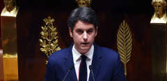 French Prime Minister Gabriel Attal delivers his government statement of general policy before the National Assembly, French Parliament's lower house, on January 30, 2024, three weeks after his appointment by the French President. (Photo by EMMANUEL DUNAND / AFP)