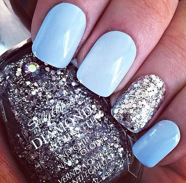 Baby Blue And Silver Glitter Nails Nail And Manicure Trends