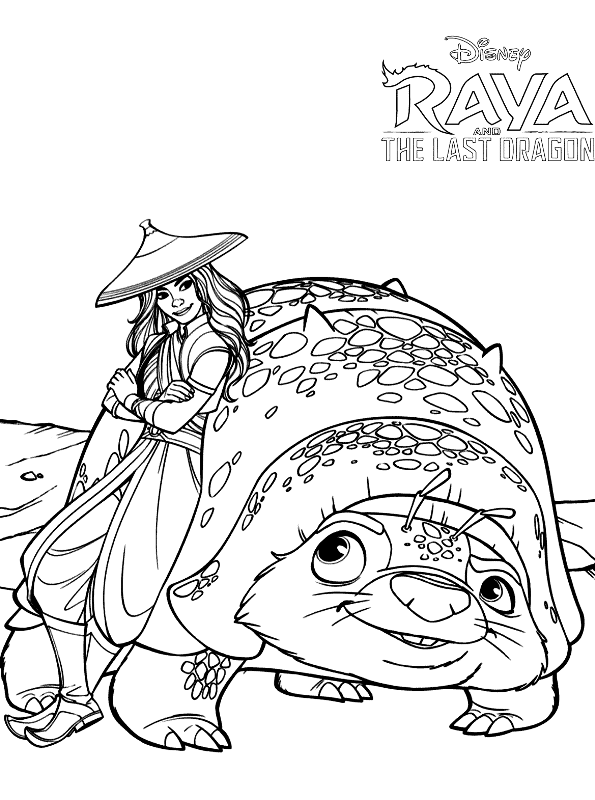 Tuk tuk can remain open and kids can roll him around with raya on his back, or they can fold his head in and close his shell so he's all tucked up and ready to roll. Kids N Fun De Malvorlage Raya Und Der Letzte Drache Raya Und Tuk Tuk