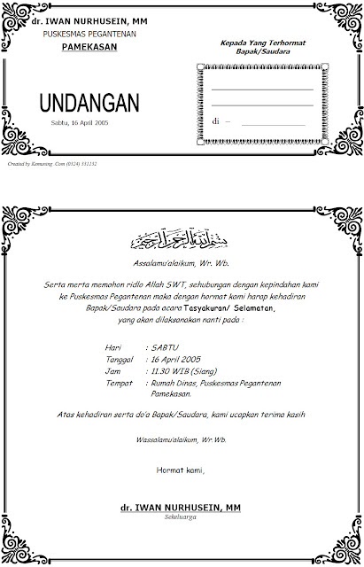 Contoh Undangan Pernikahan Microsoft Word - Undangan Walimatul Ursy simple.docx | Microsoft word ... : Berikut ini beberapa contoh undangan pernikahan yang dibuat oleh vendor undangan pernikahan jayapro bagi para calon pengantin, undangan pernikahan merupakan salah satu hal wajib diperhatikan.