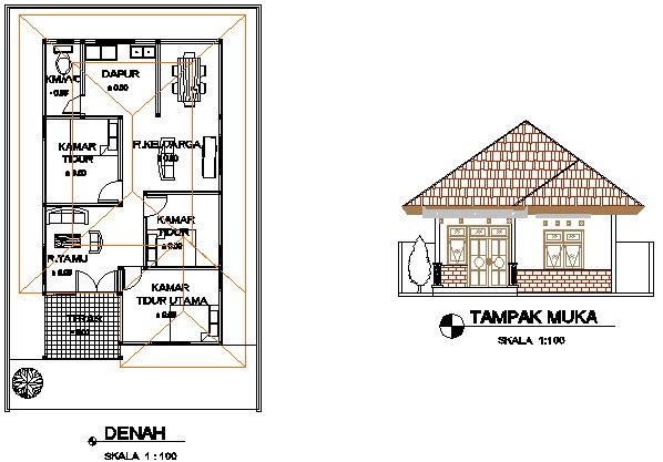 NEW DENAH RUMAH TAMPAK DEPAN TAMPAK SAMPING