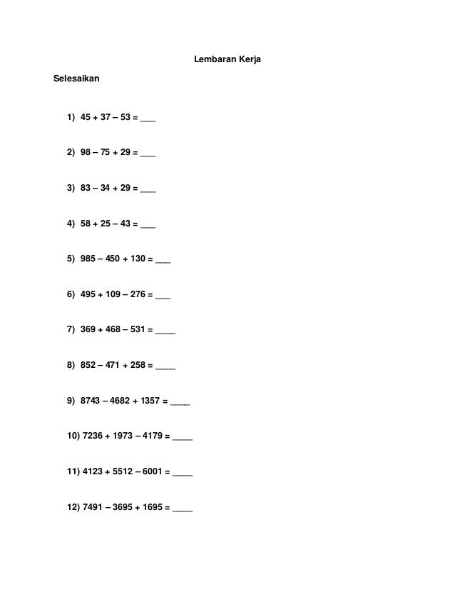 Soalan Matematik Operasi Bergabung Tahun 4 - 1 Descargar
